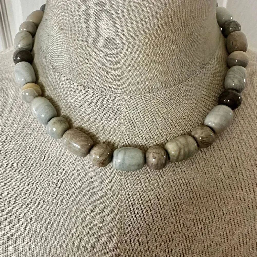 Jay King DTR Sterling Silver Gray Jasper Bead Necklace